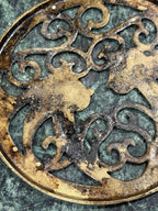 Antique Cast Brass Openwork Bird and Scroll Trivet, c. 1900–1940