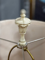 Vintage Cream Painted Baluster Column Table Lamp, c. 1950–1975
