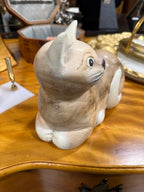 Vintage Hand Painted Ceramic Recumbent Tabby Cat Figure, c. 1950–1990