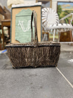 Antique Brushwood Gathering Basket with Branch Handle, c. 1890–1930