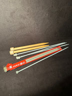 Vintage Aero and Clover Knitting Needles in Leather Tube, c. 1950–1980