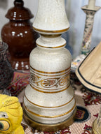 Vintage Speckled Glaze Ceramic Lamp with Gilt Frieze, c. 1955–1975