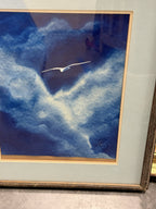 Chuck Lantz Night Flight, Gull in Cloud, Original Watercolor, Hand Signed, 1981