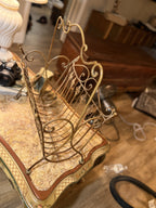 Gilt Iron Magazine Stand, Palmette Frieze, Brass Feet, c. 1950–1975