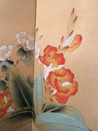 Vintage Japanese Four Panel Byobu Table Screen, Signed, c. 1950–1980