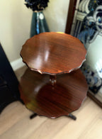 Vintage Two-Tier Mahogany Dumbwaiter Table, American, c. 1925–1950