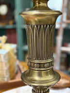 Vintage Cast Brass Neoclassical Table Lamp, Silk Shade, c. 1950–1975