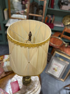 Vintage Cast Brass Neoclassical Table Lamp, Silk Shade, c. 1950–1975