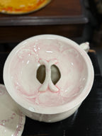 Antique Pink Embossed Ironstone Chamber Pot with Lid, c. 1890–1910