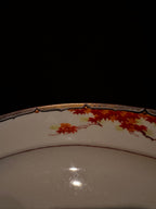Vintage Japanese Maple Leaf Porcelain Oval Platter, c. 1950–1980