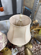 Vintage Cream Painted Baluster Column Table Lamp, c. 1950–1975