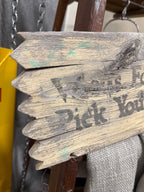 Vintage Worms For Sale Hand Painted Barnwood Garden Sign, c. 1975–2000