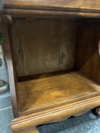 Vintage Birch Nightstand, Shaped Sides and Open Shelf, c. 1935–1955