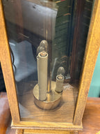 Vintage Oak and Smoked Glass Lantern Table Lamp, c. 1960–1980