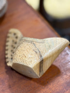 Vintage Yugoslav Chip Carved Wood Scoop, Pierced Handle, c. 1950–1991