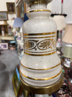 Vintage Speckled Glaze Ceramic Lamp with Gilt Frieze, c. 1955–1975