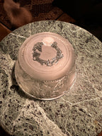 Vintage Crystal Clear Frosted Lily Relief Footed Bowl, c. 1985–2000