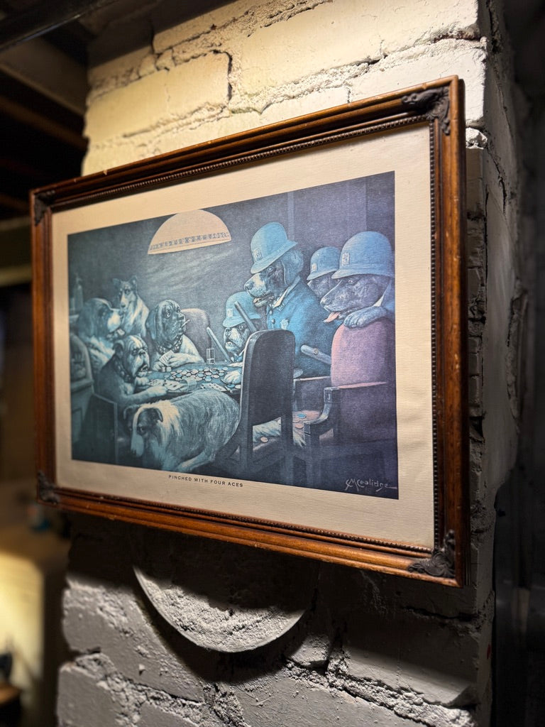 “Pinched With Four Aces” Framed Dog Poker Print, c. 1905–1920