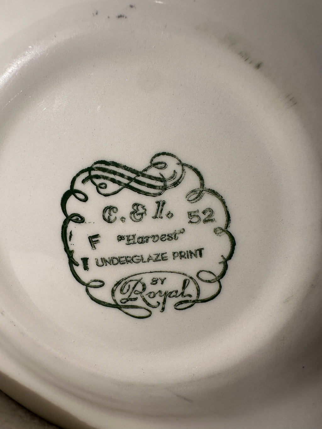 Royal China “Harvest” Blue Underglaze Transferware Plate, c. 1952