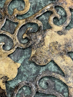 Antique Cast Brass Openwork Bird and Scroll Trivet, c. 1900–1940