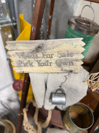 Vintage Worms For Sale Hand Painted Barnwood Garden Sign, c. 1975–2000