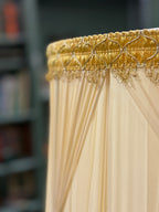 Vintage Cast Brass Neoclassical Table Lamp, Silk Shade, c. 1950–1975