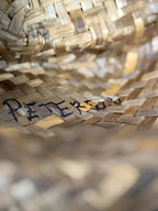 Vintage Woven Palm Straw Western Hat, Leather Bound Brim, c. 1965–1990