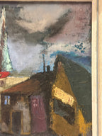 Harbor Village with Sailboats, Signed M. Feller, Oil, c. 1950–1970