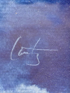 Chuck Lantz Night Flight, Gull in Cloud, Original Watercolor, Hand Signed, 1981