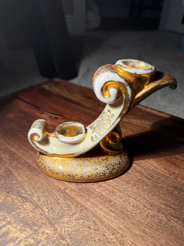Gilt Rococo Scroll Double Candleholder, c. Early-to-Mid 20th Century