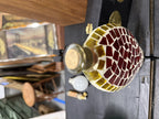 Hand Cut Cathedral Glass Mosaic Bottle, Brass Collar, c. 1955–1975