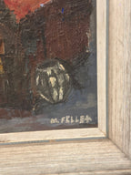 Harbor Village with Sailboats, Signed M. Feller, Oil, c. 1950–1970