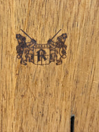 Branded Mahogany Wall Rack with Shelf, Armorial Lion Crest Mark, c. 1940–1965