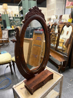 Rococo Revival Shaving Mirror, Carved Rose Crest and Flame Mahogany Case, American, c. 1850–1875