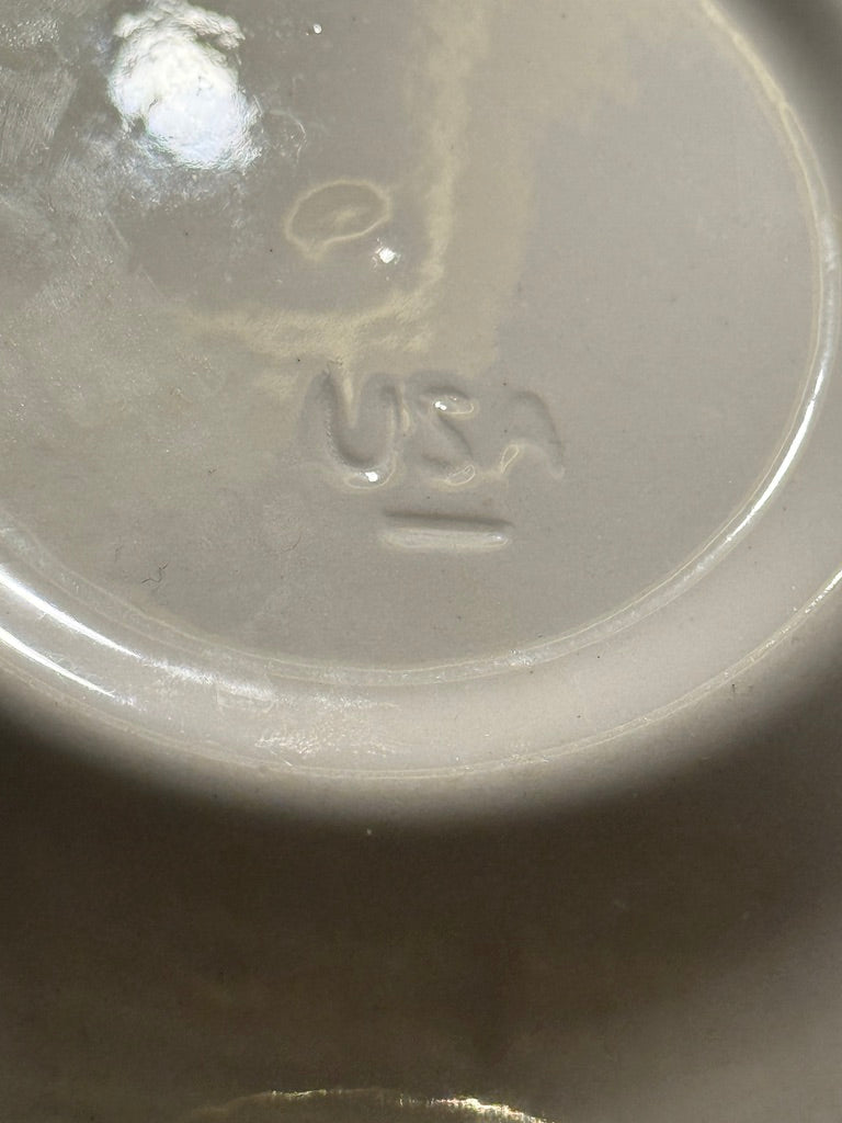 Mid-Century American Black Transferware Plate & Saucer Set | 1940s–50s USA Ironstone (3 Piece)