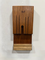 Branded Mahogany Wall Rack with Shelf, Armorial Lion Crest Mark, c. 1940–1965