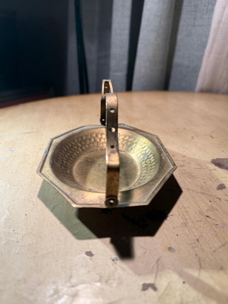 Antique Hammered Brass Handled Dish (c. 1900–1930)