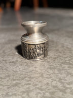 Vintage Norsk Tinn Pewter Hardanger Bridal Candle Holder, c. 1950–1975