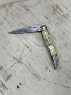 Imperial Fisherman's Toothpick Pocket Knife, Cracked Ice Celluloid with Fish Shield, Providence Rhode Island, c. 1942–1955