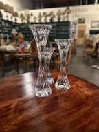 Vintage Czech Lead Crystal Pillar Holders, Set of 3, c. 1993–2005