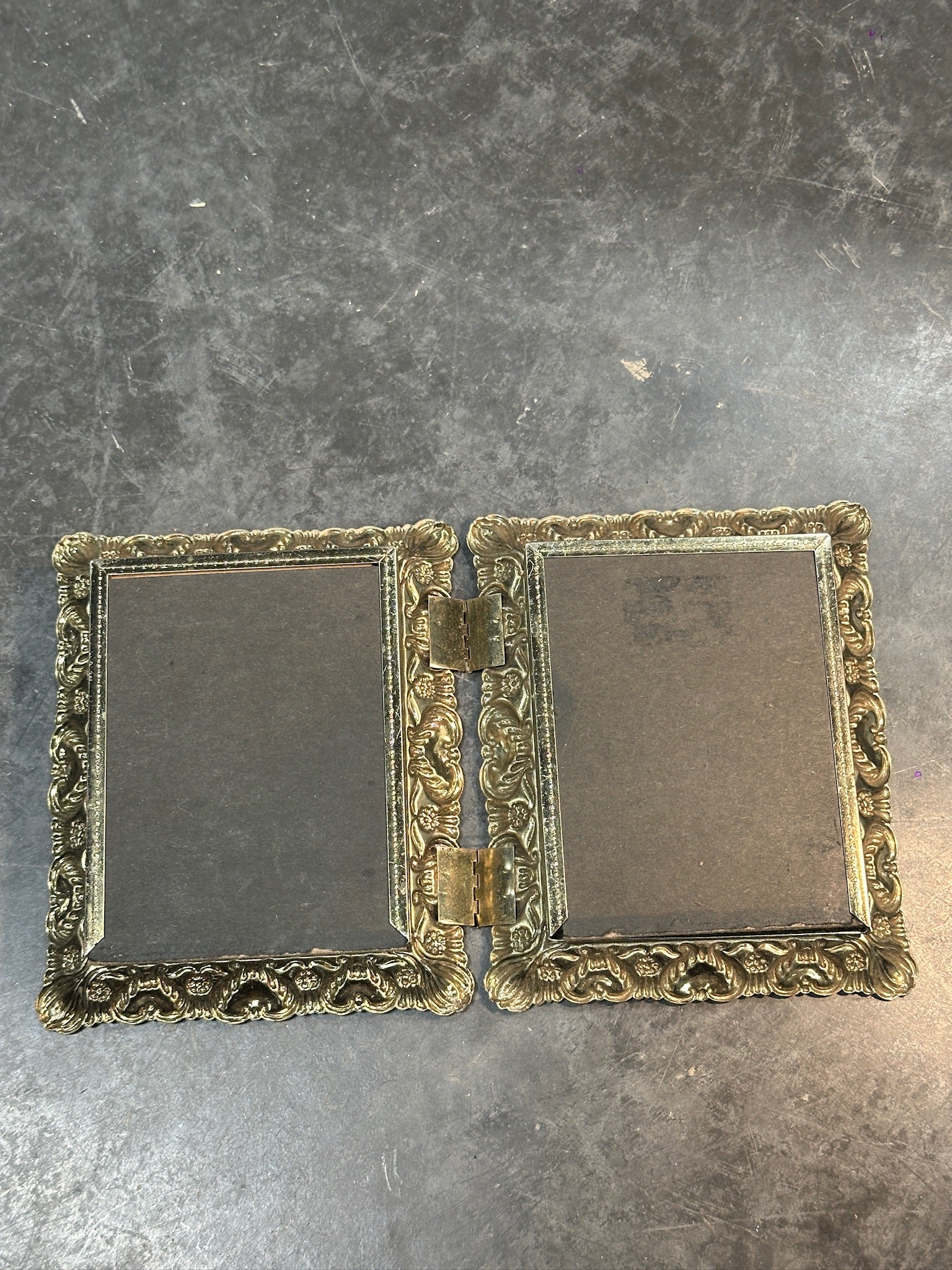 Mid Century Picture Frame, c. 1940s–1960s Ornate Hinged Double Frame