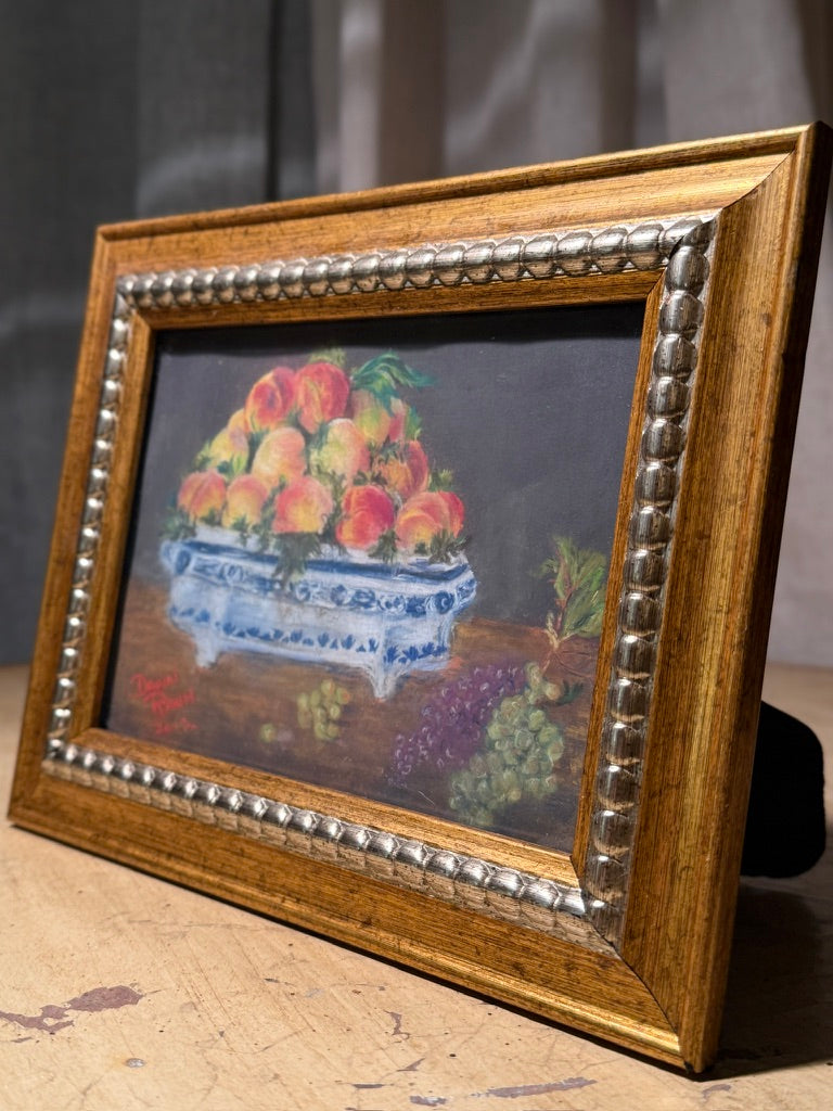 Still Life with Peaches — Signed Oil Painting by Dawn Raun (2012)