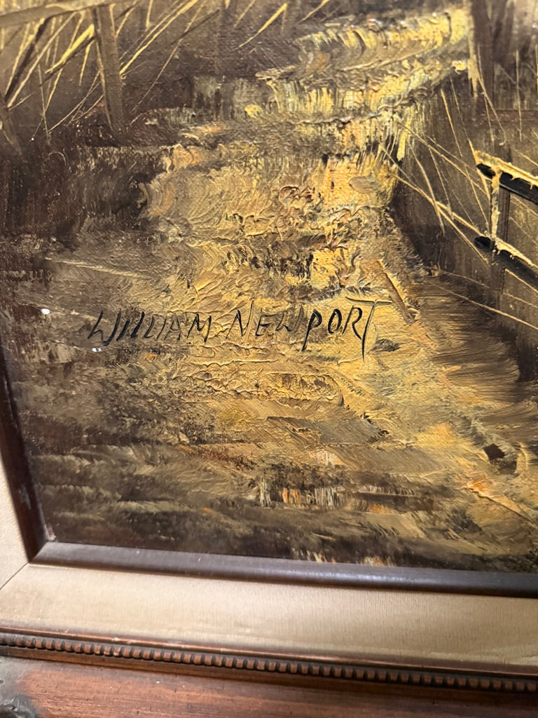 William Newport Signed Oklahoma Farmhouse Oil Painting, c. 1920s–1940s