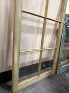 Salvaged Six-Light Wood Window Sash, Weathered Sage Green Paint, American, c. 1900–1940