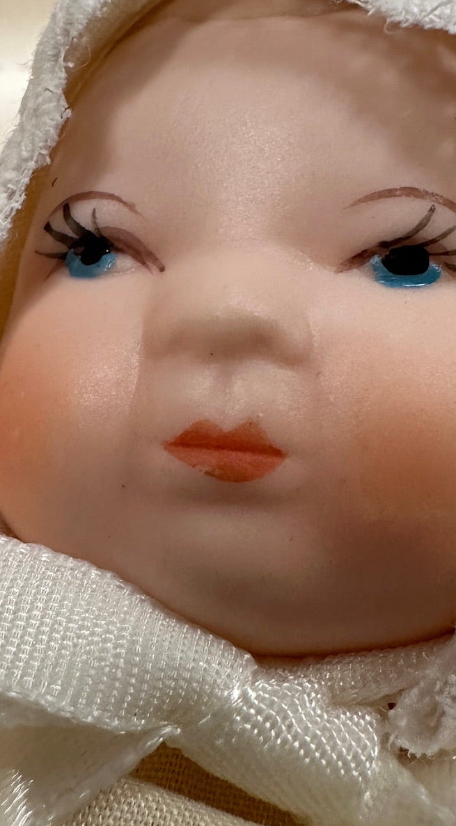 Walt Disney Productions Baby Doll, c. 1970s | Tagged Nursery Doll in Cream Gown