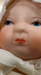 Walt Disney Productions Baby Doll, c. 1970s | Tagged Nursery Doll in Cream Gown