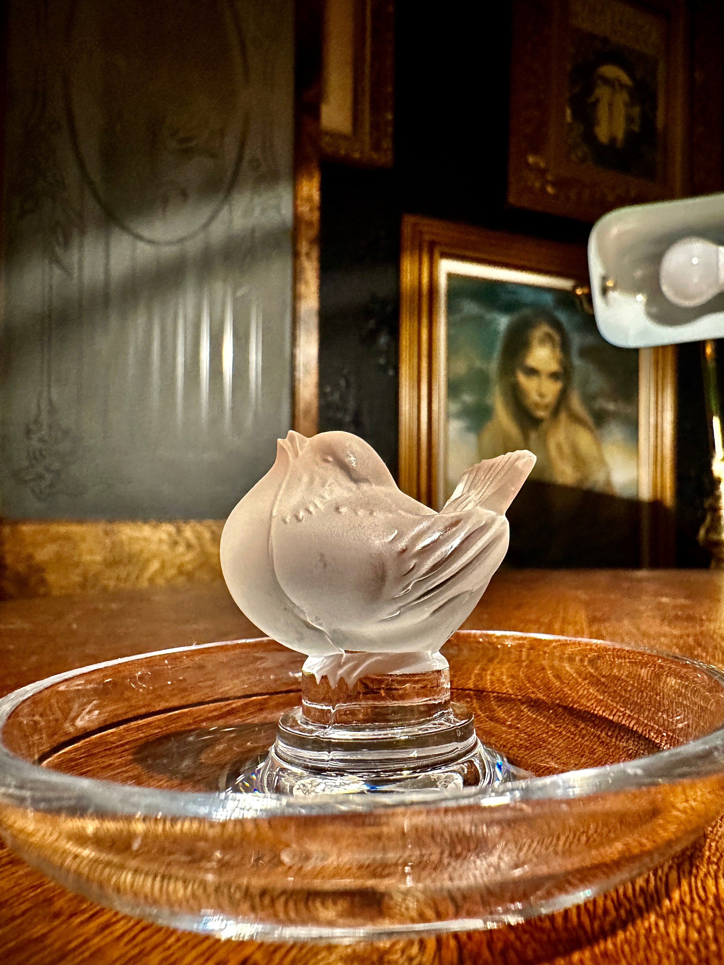 Mid-Century Lalique Crystal Bird Vide-Poche c.1950–1970