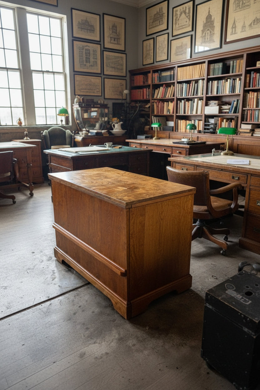 Monumental Folding Architect’s Desk with Integrated Storage (c. 1930–1945)