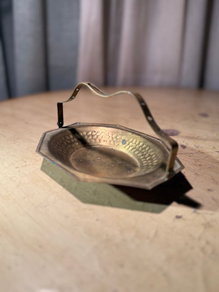 Antique Hammered Brass Handled Dish (c. 1900–1930)