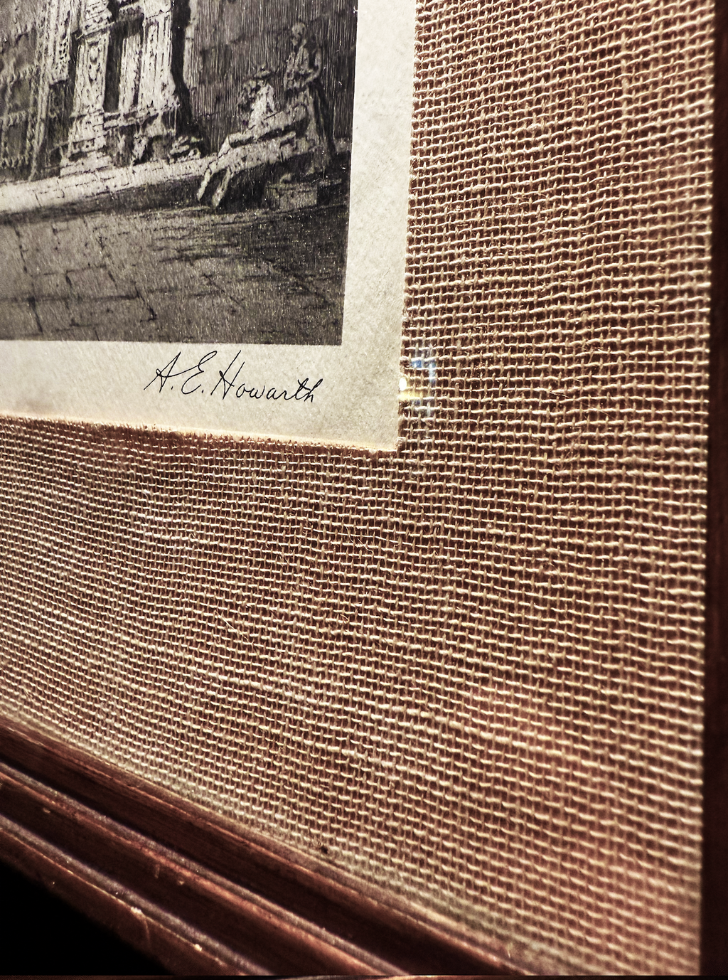 Antique Etching – Ancient Doorway, Santa Cruz, Toledo by A.E. Howarth (1920s–1940s)